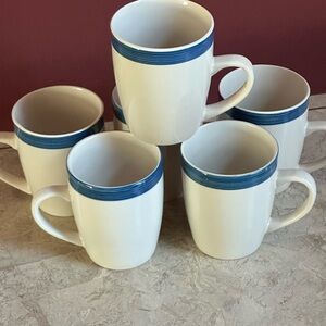 Set Of 6 Blue Royal Norfolk International Coffee Mugs
